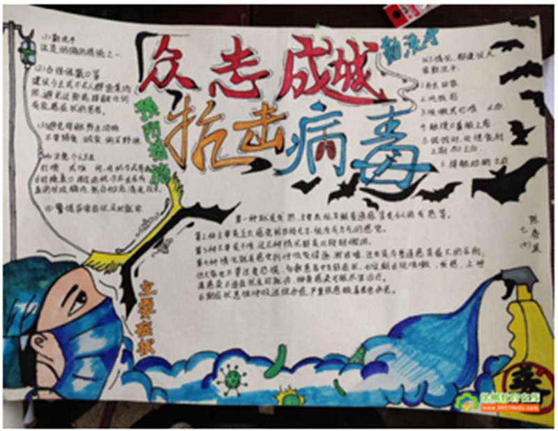 让花儿静悄悄的开——记大许镇中心中学"预防冠状病毒"主题手抄报比赛